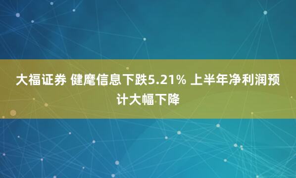 大福证券 健麾信息下跌5.21% 上半年净利润预计大幅下降