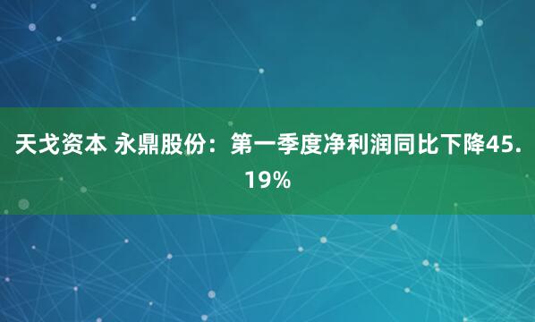 天戈资本 永鼎股份：第一季度净利润同比下降45.19%